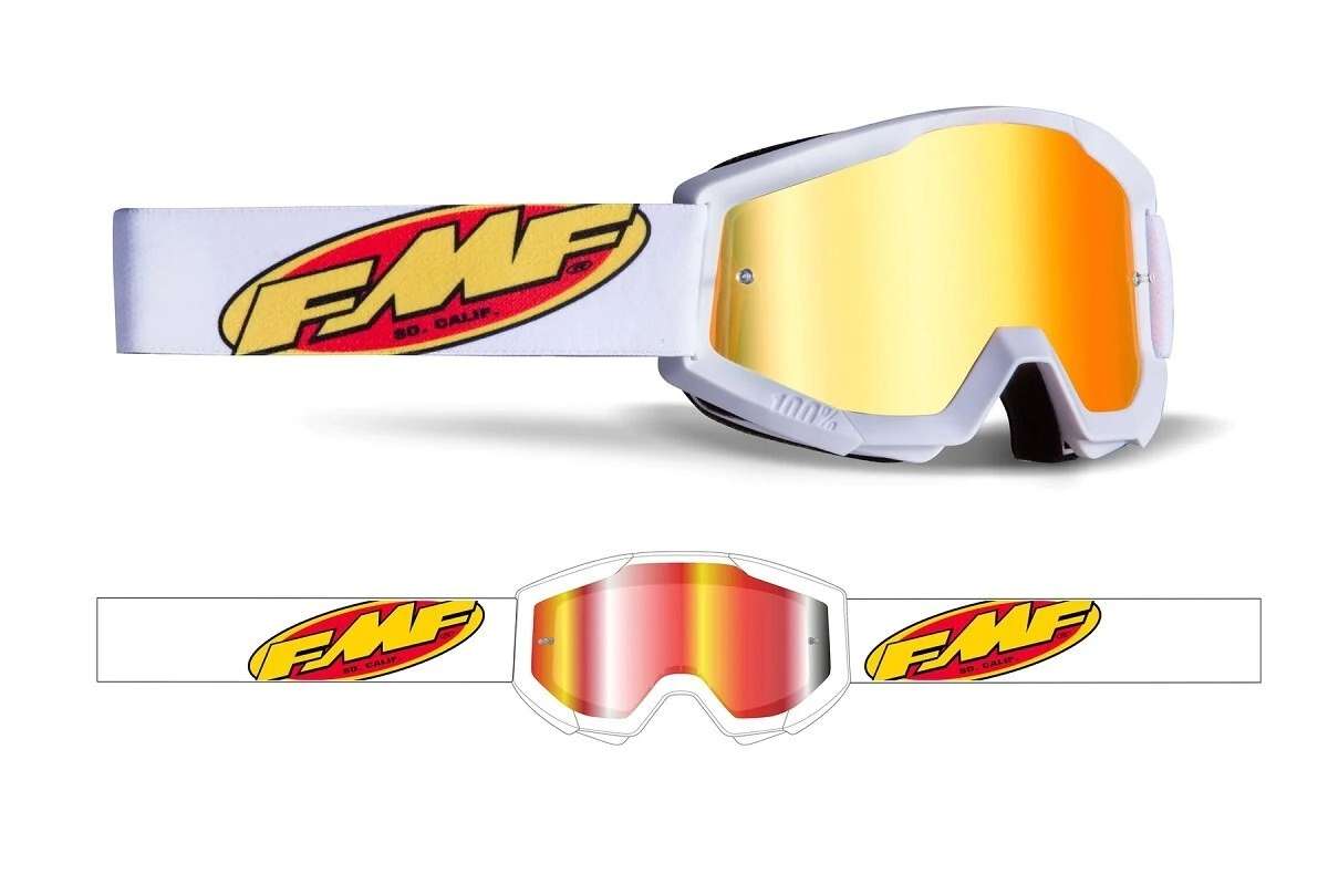 FMF Antiparra Motocross Powercore Core lente Mirror blanco rojo