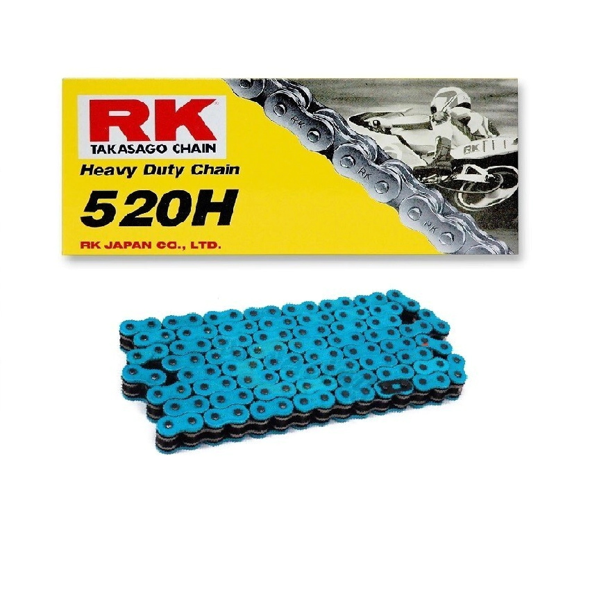 RK Cadena Moto Transmisi�n 520 x 120 H reforzada con clip azul ne�n