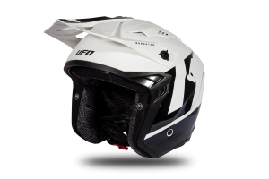 Casco UFO Plast Abierto Sheratan Blanco/Negro brillo