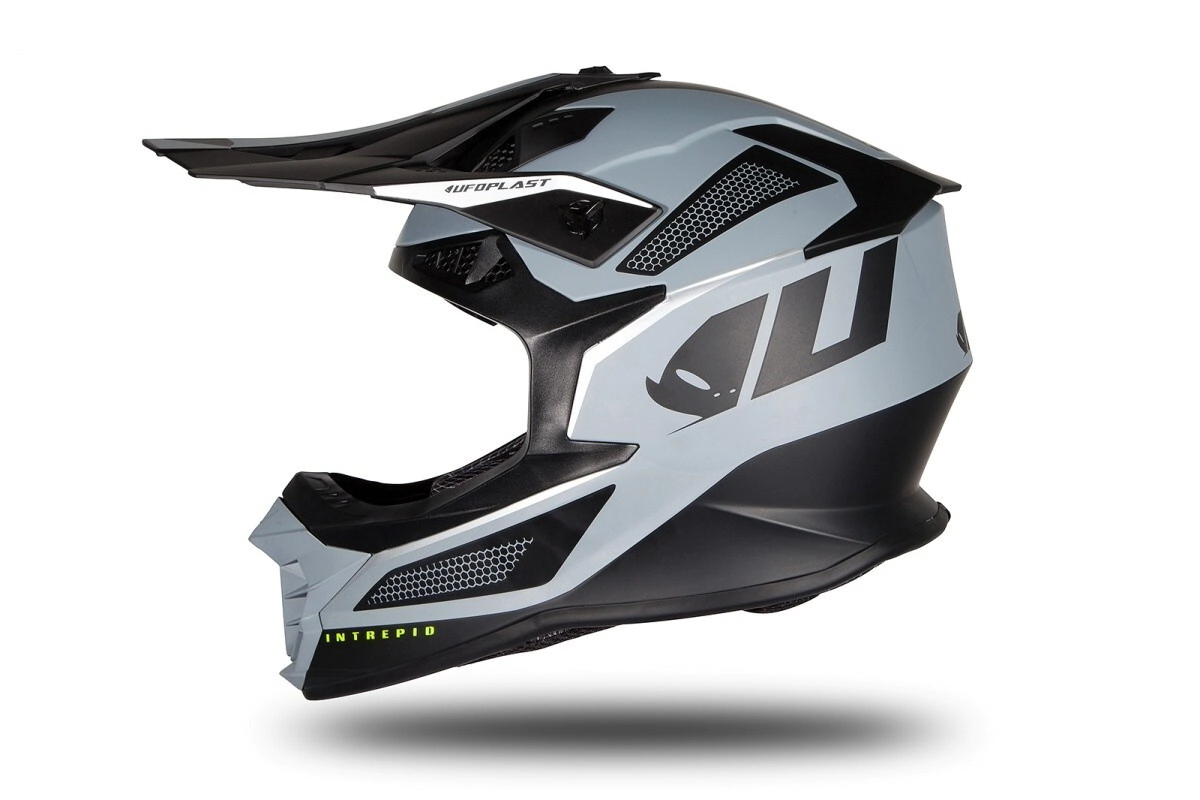 UFO Plast Casco Motocross Enduro Intrepid negro gris mate talle L