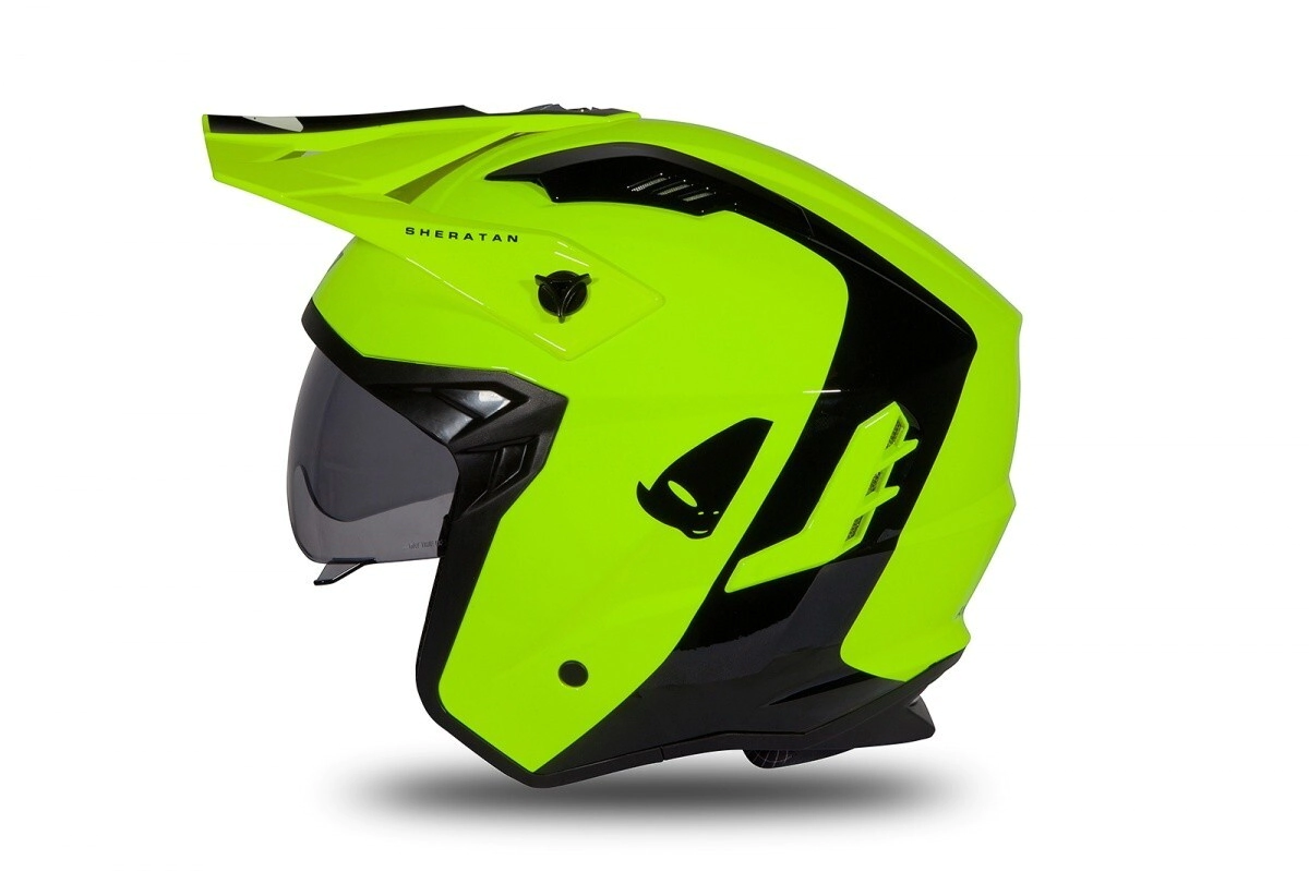 UFO Plast Casco Jet Abierto Sheratan amarillo ne�n negro brillante talle S