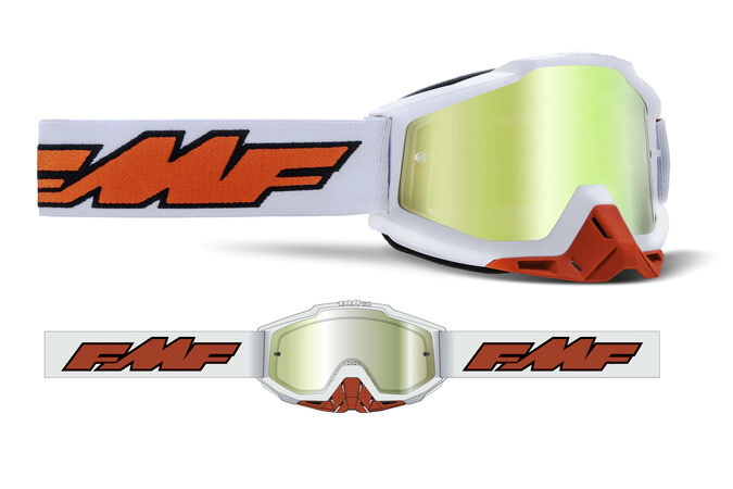 FMF Antiparra Motocross Powerbomb Rocket blanco lente Mirror True Gold