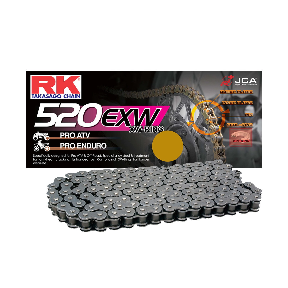 RK Cadena Moto Transmisi�n 520 x 120 EXW XW-Ring premium uso ATV rally con clip