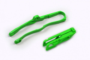 UFO Plast Gu�a de Cadena Moto + Deslizador Kawasaki KXF 250 21-25 450 19-25 verde