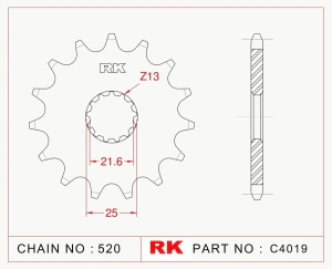 RK Pi��n Moto 14 dientes YZ250 99-22 MT-03 16-22 YZF-R3 15-22 CF650 NK/GT 20-22