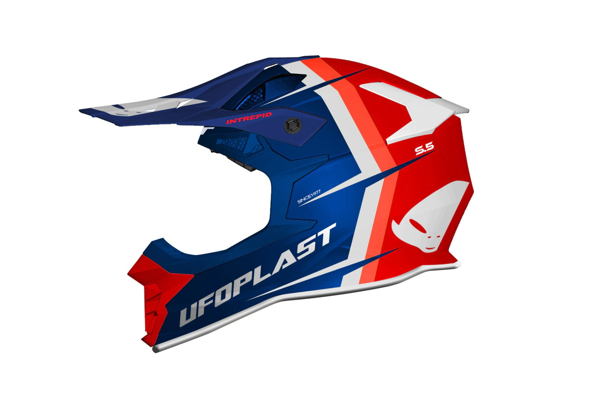 CASCO CROSS INTREPID ROJO AZUL BLANCO TALLE S -UFO-