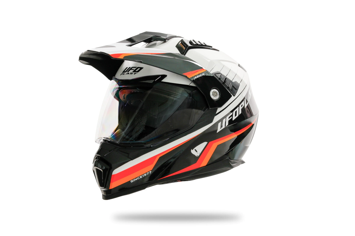 UFO Plast Casco Motocross Enduro Aries negro rojo blanco talle S