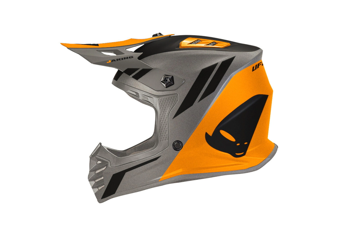 UFO Plast Casco Motocross Enduro Korey Kid naranja gris talle M