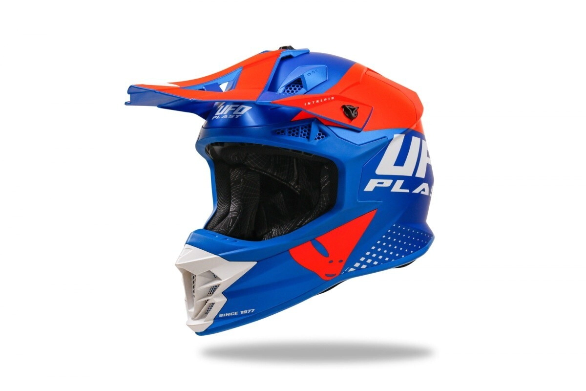 UFO Plast Casco Motocross Enduro Intrepid naranja azul talle M