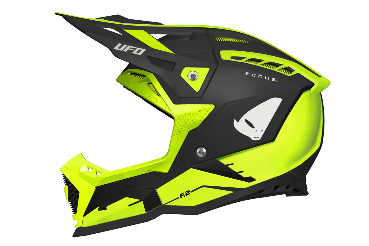 UFO Plast Casco Motocross Enduro Echus amarillo negro talle L
