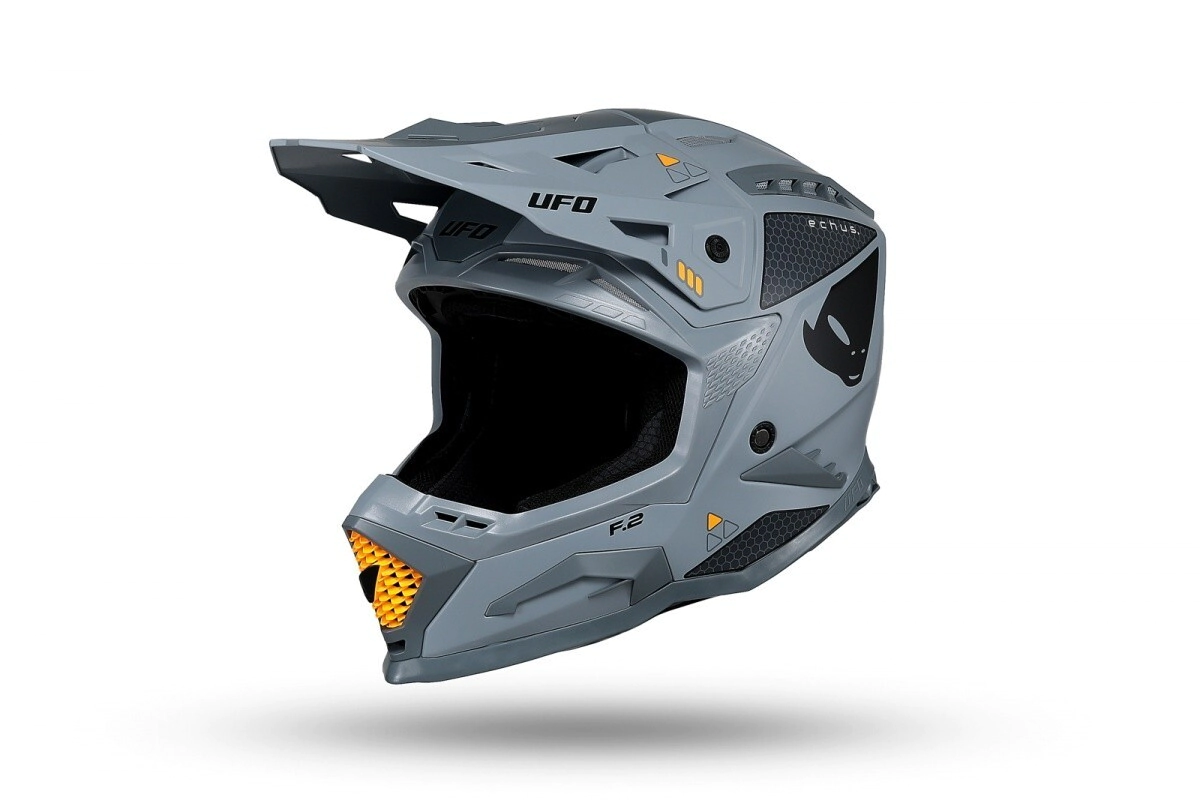UFO Plast Casco Motocross Enduro Echus gris rojo talle M