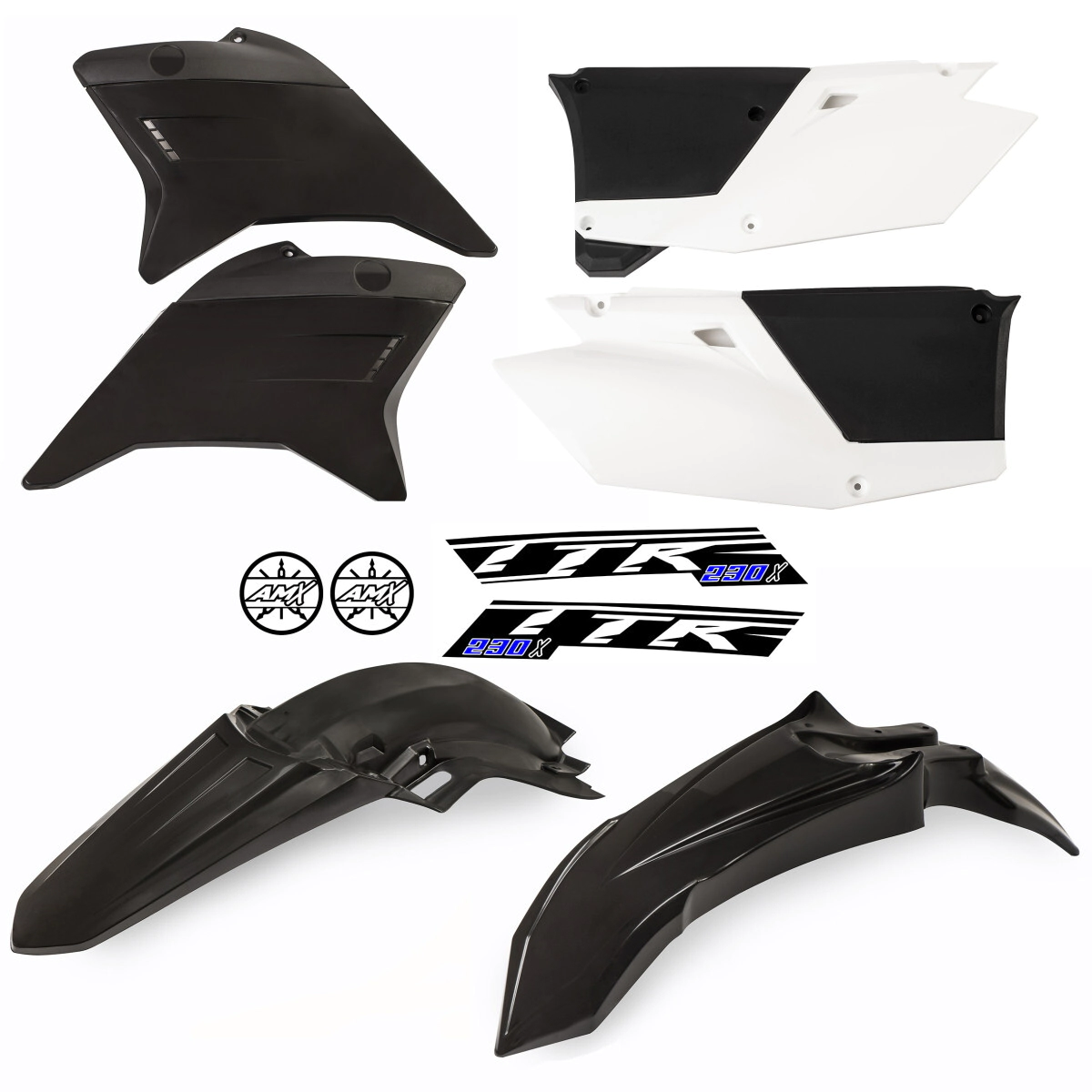 AMX Kit Pl�sticos Moto Yamaha TTR 230 con porta n�mero negro blanco