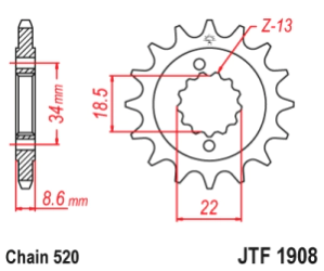 JT Sprockets Pi��n Moto JT1908.15 15 dientes KTM Duke 390 13-18 Dominar 400