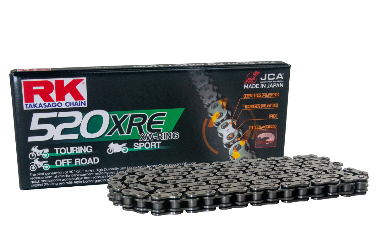 RK Cadena Moto Transmisi�n 520 x 120 XRE XSO Touring XW-Ring uso off-road con clip