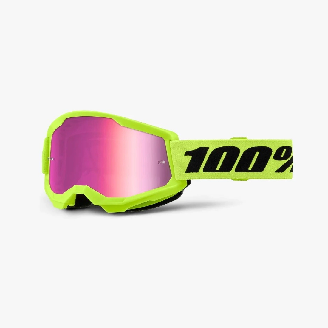 100% Antiparra Motocross Strata 2 Moto MTB amarillo ne�n lente Mirror rosa