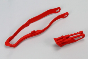 UFO Plast Gu�a de Cadena Moto + Deslizador Honda CRF250 14-17 CRF450 13-16 rojo