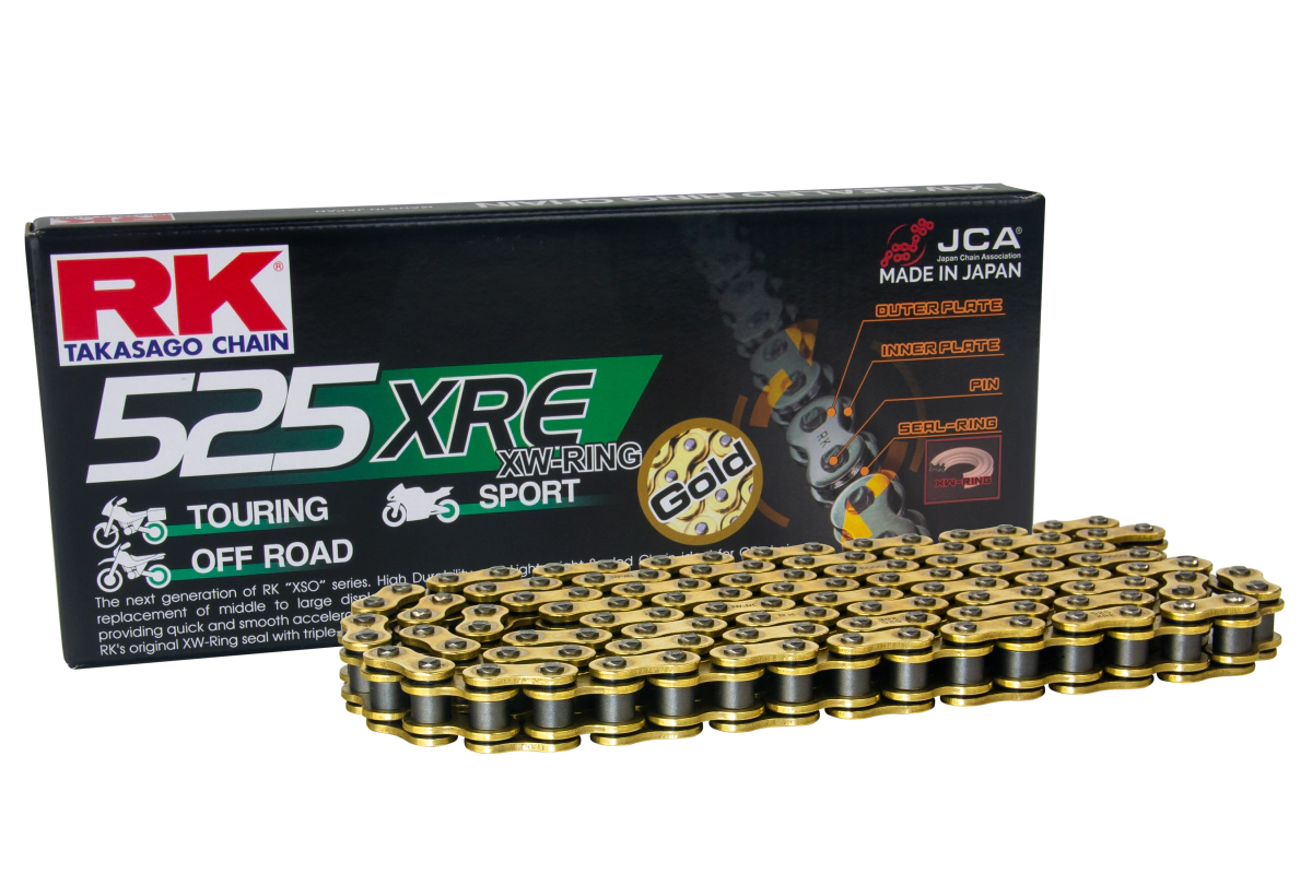 RK Cadena Moto Transmisi�n 525 x 120 XRE XSO Touring XW-Ring con remache dorada