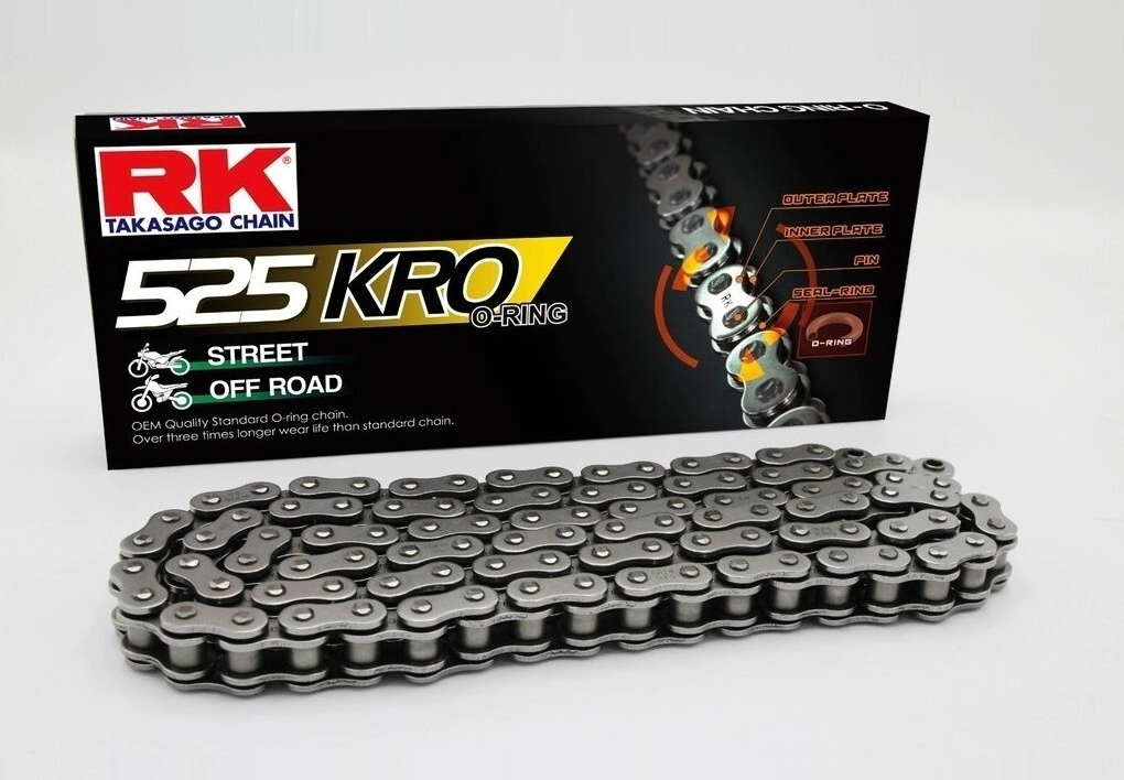 RK Cadena Moto Transmisi�n 525 x 128 KRO o-Ring con remache
