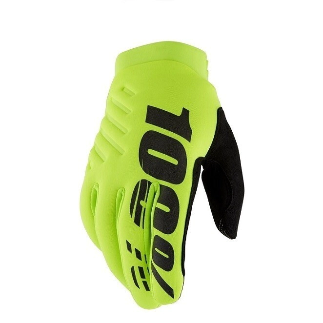 100% Guantes Motocross Brisker amarillo fl�or negro talle S