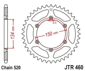 JT Sprockets Corona Moto JT460.48 48 dientes Kawasaki KX/KDX/KLX 300 2025 /KX-F hierro