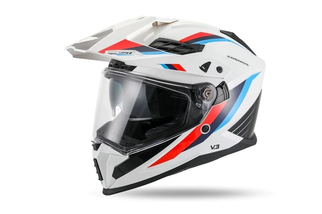 UFO Plast Casco Motocross Enduro Cosmos Tourer Crossover blanco azul rojo talle S