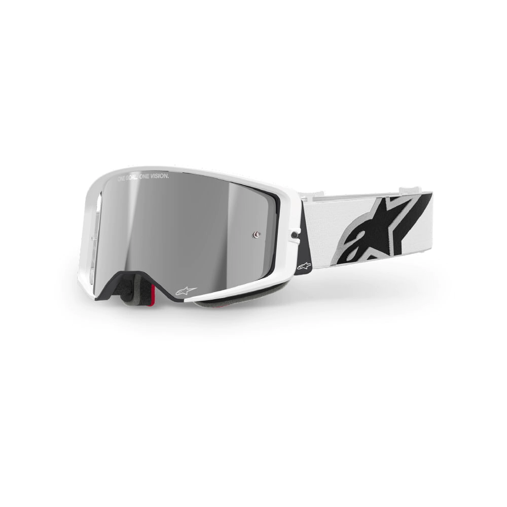 Antiparra Alpinestars Motocross Supertech Corp Goggle blanca lente Mirror plateada