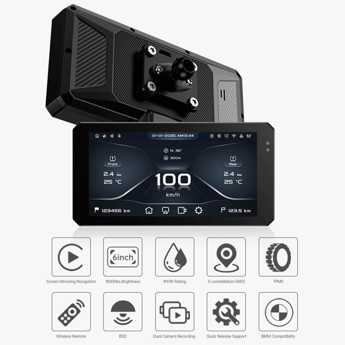 Jado Pantalla CarPlay S6 6 pulgadas Moto 1800 nits IP69K IA integrada �ltima generaci�n