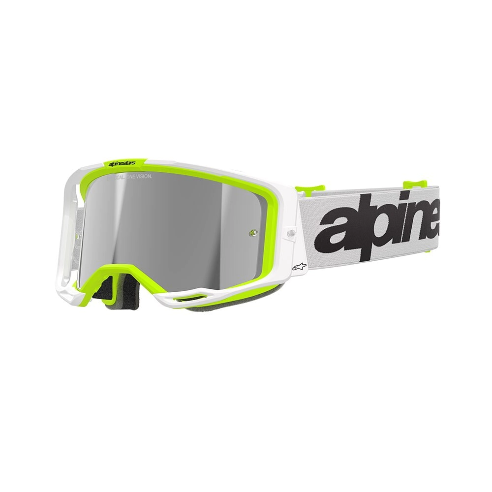 Antiparra Alpinestars Vision 8 Wordmark Goggle blanco amarillo espejado plateado