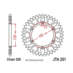 JT Sprockets Corona Moto JT251.50 aluminio 50 dientes Yamaha YZ/WR 1/25/4/426-450 99-04