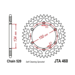 JT Sprockets Corona Moto JT460.50 aluminio 50 dientes Kawasaki KLX450 08-12 KX450 06-12