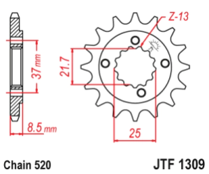 JT Sprockets Pi��n Moto 14 dientes Honda TRX 400 EX 05-08 09-13 XR600 R 91-00 Polaris 500