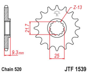 JT Sprockets Pi��n Moto 14 dientes EX 250 08-12 EX 250R Ninja 12 EX 300 Ninja 13