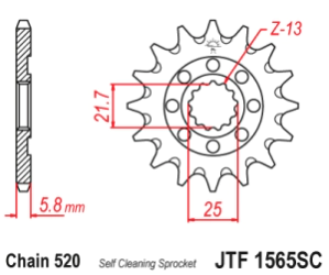 JT Sprockets Pi��n Moto JT1565.13 13 dientes autolimpiante Kawasaki KXF450 06-07