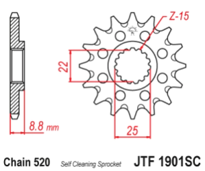 JT Sprockets Pi��n Moto JT1901.14 14 dientes KTM EXC250 05-11 autolimpiante