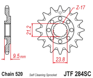 JT Sprockets Pi��n Moto 13 dientes autolimpiante Honda CR 250 90/06 CRF/TRX450 04/20