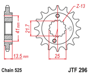 JT Sprockets Pi��n Moto JT296.16 16 dientes Honda Shadow 600 90-06 Transalp 88-06