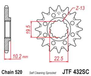 JT Sprockets Pi��n Moto 14 dientes autolimpiante DR 250/350/400 93/99 RM/RMX250