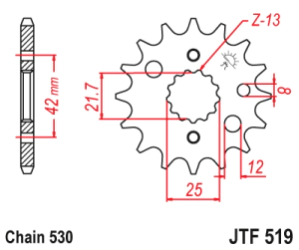 JT Sprockets Pi��n Moto 17 dientes Vulcan 800 96-04 JTF519.17