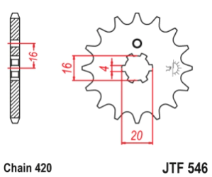JT Sprockets Pi��n Moto 14 dientes KX 80 90-00 KX60 83-00 KX 65-100