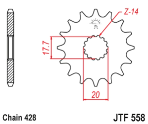 JT Sprockets Pi��n Moto JT558.14 14 dientes Yamaha YZ85 02-13