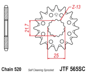 JT Sprockets Pi��n Moto 14 dientes autolimpiante Yamaha YZF/WR 250-450 98-04 KX/YZ