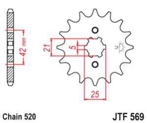 JT Sprockets Pi��n Moto 13 dientes Kawasaki KX/KDX/KLX 250-350 Yamaha YZ 250 Warrior
