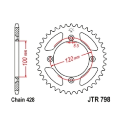 JT Sprockets Corona Moto 47 dientes Yamaha YZ 80-85-93-09 hierro negro